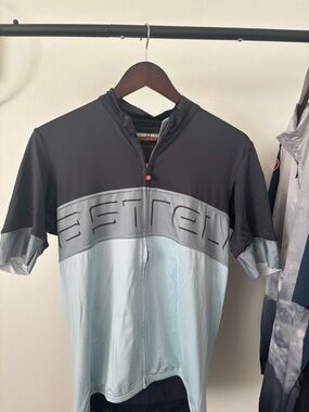 Castelli Men’s Black and Light Blue Cycling Jersey